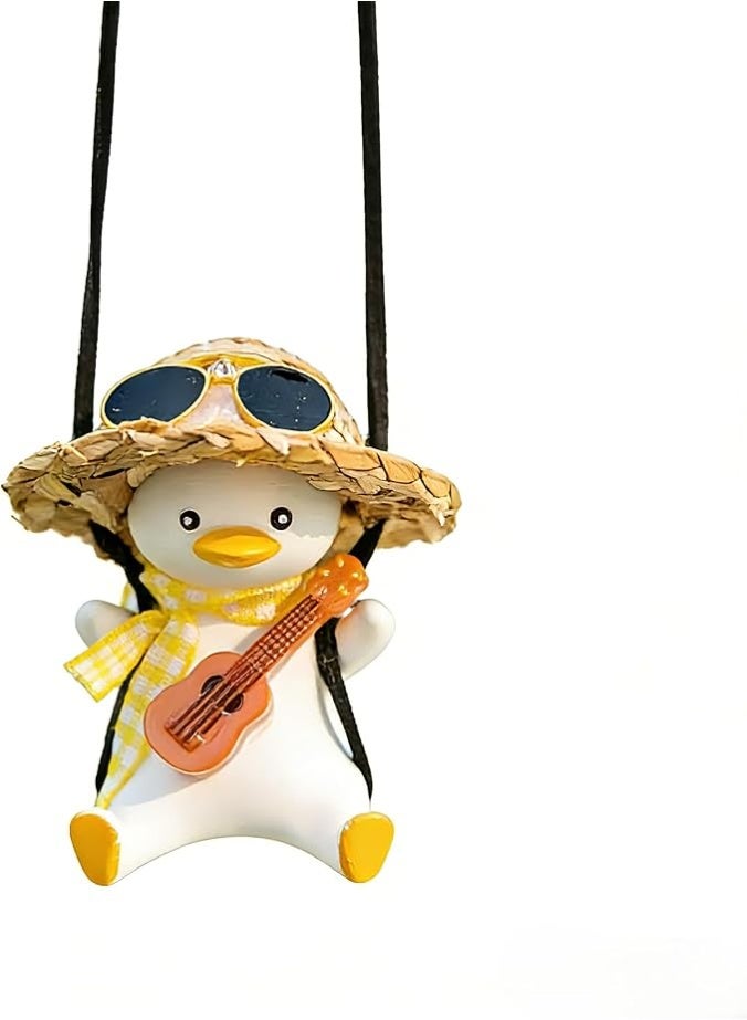 CGS Swinging Duck Car Pendant with Straw Hat - Cute Mirror Charm Different shapes - Image 2
