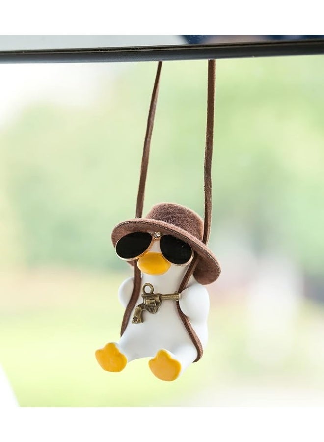 CGS Swinging Duck Car Pendant with Straw Hat - Cute Mirror Charm Different shapes - Image 3