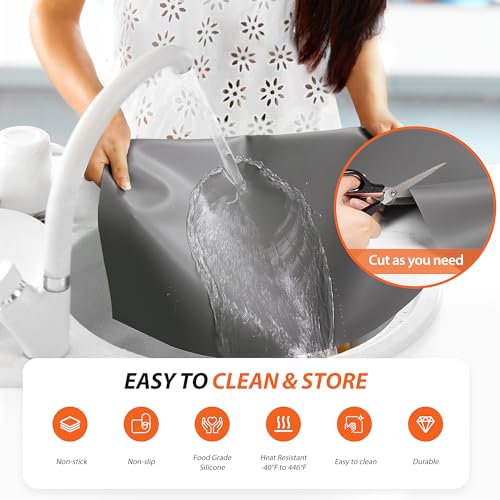 Mmmat Silicone Mat Roll - Silicone Mats for Kitchen Counter, Heat Resistant Countertop Protector, Non-Slip Table Mat Desk Saver Pad, Multi-functional Cuttable Silicone Mat, Craft Mat - 17IN X 5FT - Image 5
