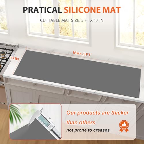 Mmmat Silicone Mat Roll - Silicone Mats for Kitchen Counter, Heat Resistant Countertop Protector, Non-Slip Table Mat Desk Saver Pad, Multi-functional Cuttable Silicone Mat, Craft Mat - 17IN X 5FT - Image 2