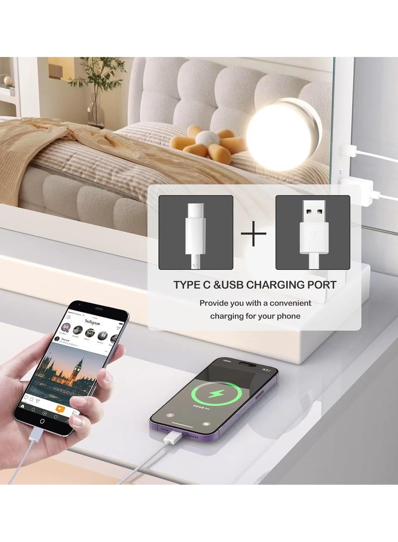 DANIM Vanity Mirror With 18 LED Lights Bluetooth Music USB Port Hollywood Makeup Mirror Lighted Dimmable 10X Magnification 3 Colors Mode Touch Control - Image 5