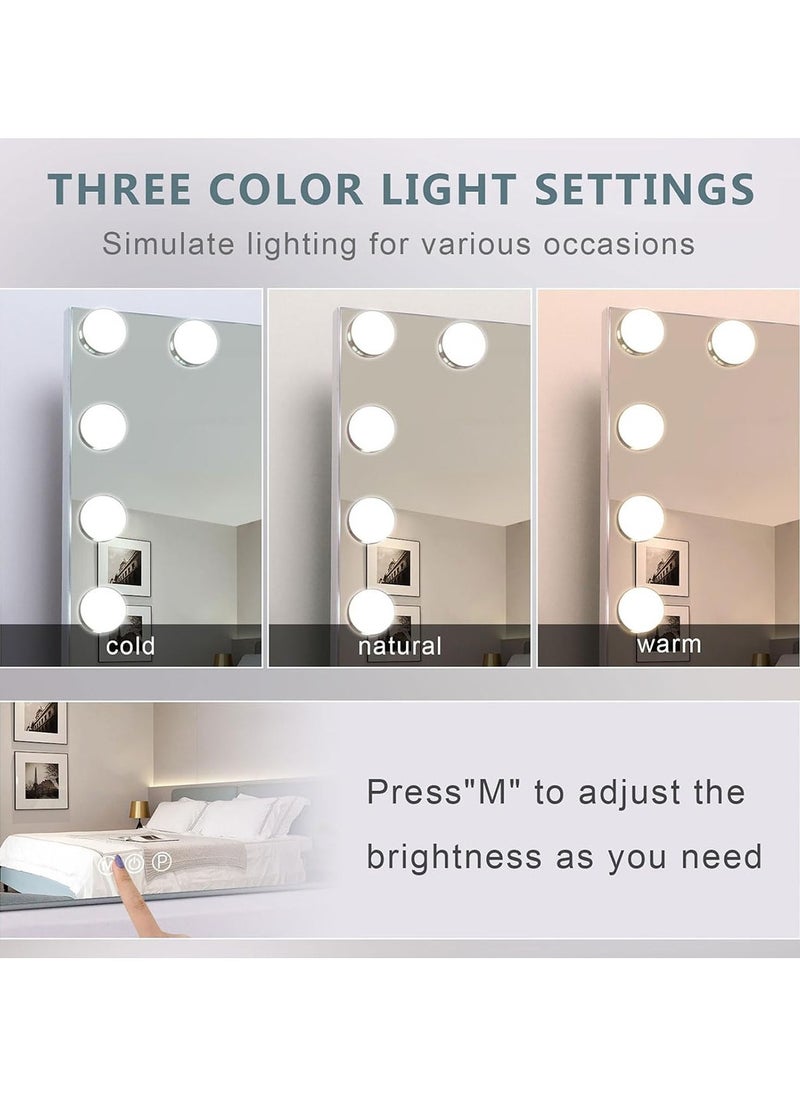 DANIM - Vanity Mirror With 18 LED Lights Bluetooth Music USB & Type C Ports Hollywood Makeup Mirror Lighted Dimmable 10X Magnification 3 Colors Mode Touch Control - Image 1