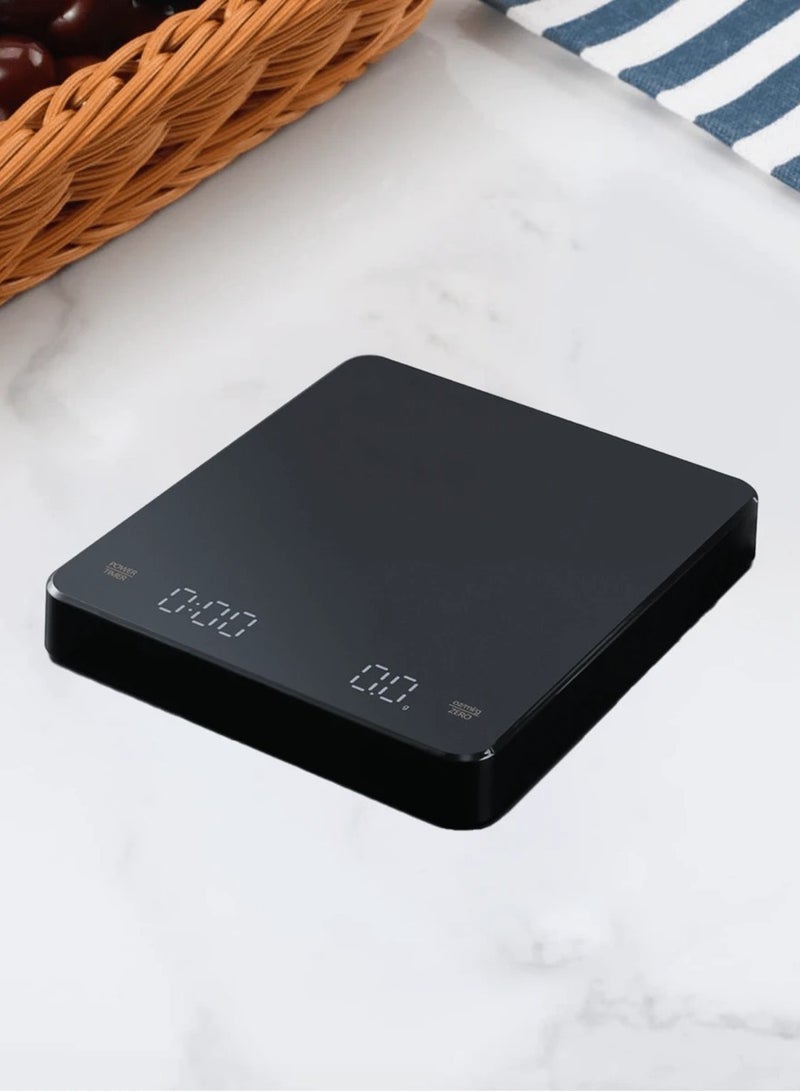 Smart Rechargeable digital kitchen scale with beep sound from 1 gram to 3 kilograms, 15*13 cm, black - Image 2