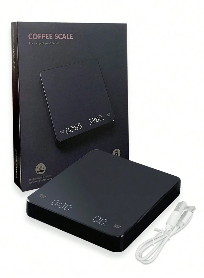 Smart Rechargeable digital kitchen scale with beep sound from 1 gram to 3 kilograms, 15*13 cm, black - Image 3