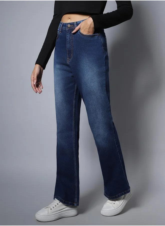 هاي ستار Mid Wash Bootcut Jeans by Styli