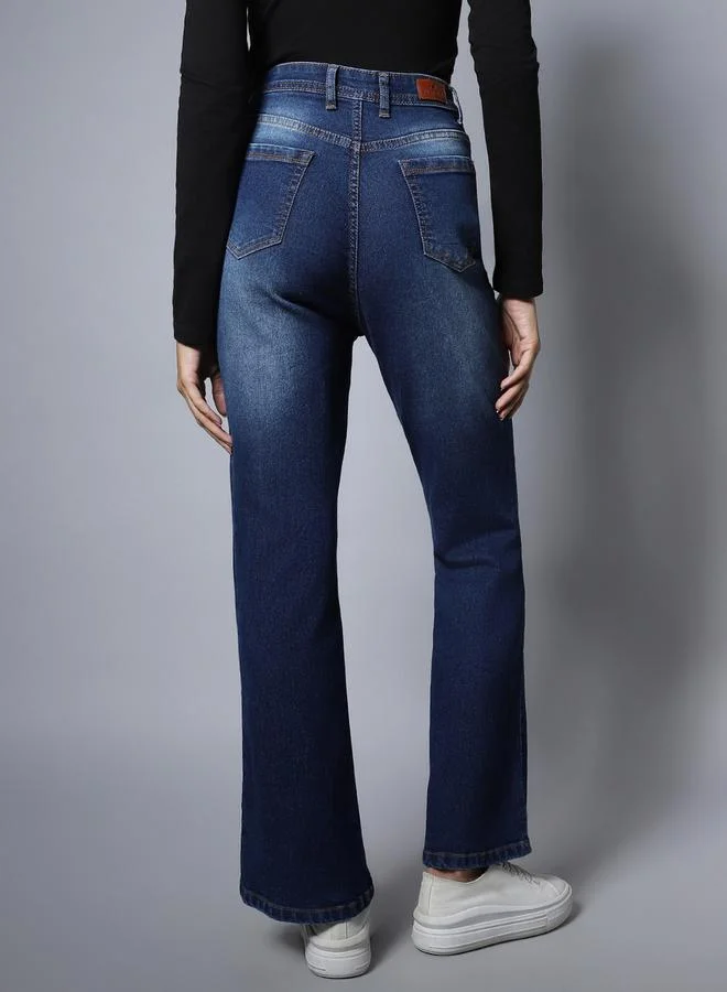 HIGH STAR Mid Wash Bootcut Jeans by Styli