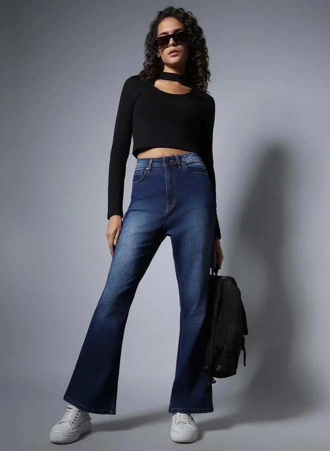 HIGH STAR Mid Wash Bootcut Jeans by Styli
