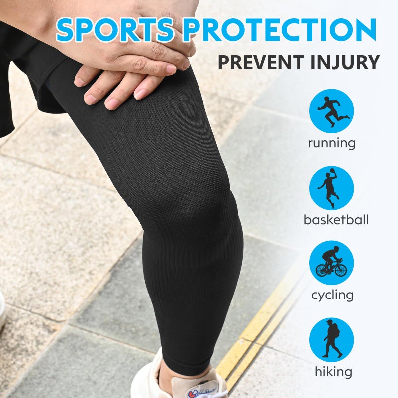 KEKING Full Leg Compression Sleeves, Unisex, Thigh High Compression Stocking 20-30mmHg Graduated Support for Thigh Calf Knee, Running, Basketball, Reduce Varicose Veins and Swelling, All Black XL - Image 5