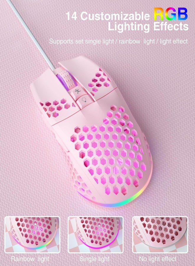 SOLAKAKA SM900 Gaming Mouse Wired with RGB,Honeycomb Shell,12800 DPI Wired Gaming Mouse with Buttons,Computer Mouse for Laptop/PC,Pink - Image 5