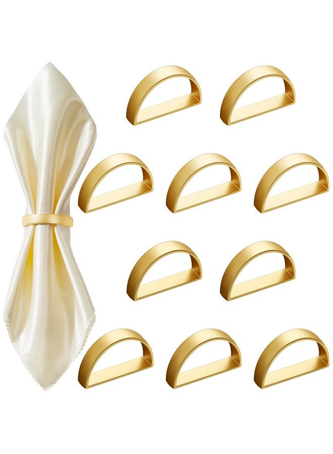 Chengu 100 Pcs Stainless Steel Napkin Rings Festival Metal Napkin Ring Holders Modern Serviette Buckles Metallic Adornment for Table Settings Kitchen Dinner Party Wedding (Matte Gold Semicircle)  - Image 1