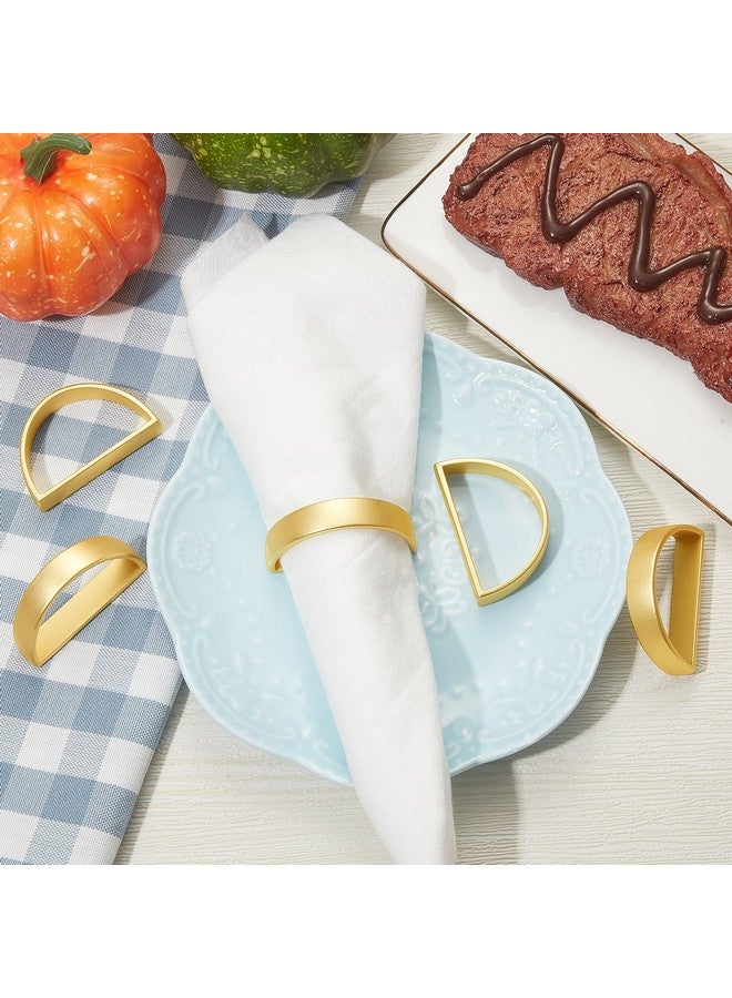 Chengu 100 Pcs Stainless Steel Napkin Rings Festival Metal Napkin Ring Holders Modern Serviette Buckles Metallic Adornment for Table Settings Kitchen Dinner Party Wedding (Matte Gold Semicircle)  - Image 3