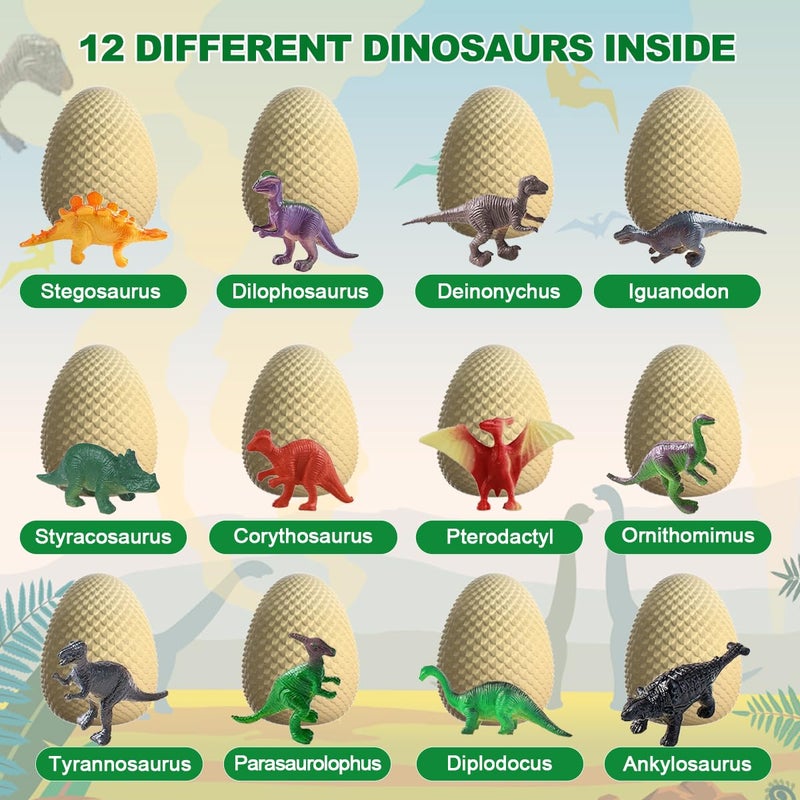 EARTH'SCODE Dinosaur Eggs Excavation Dig Kit, 12 Dino Egg with 12 Cute Unique Dinosaurs Inside Toys for Best Holiday & Birthday Archaeology Science STEM Crafts Gifts for Kids 3-12 Years Old - Image 3