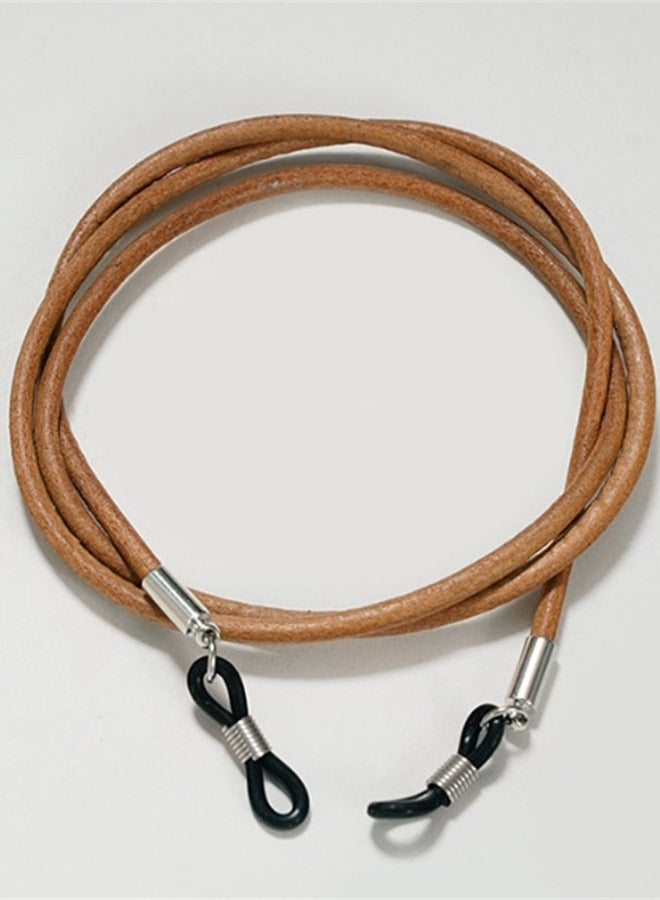 Fashion new anti-lost cowhide neck glasses rope glasses accessories anti-lost lanyard-brown - Image 3