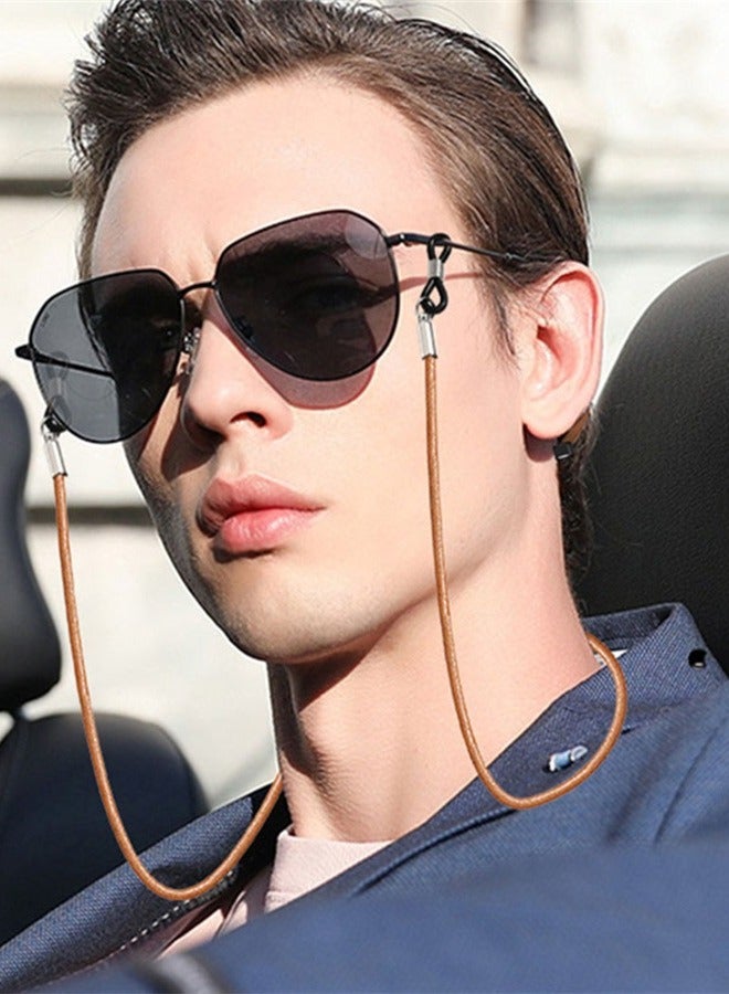 Fashion new anti-lost cowhide neck glasses rope glasses accessories anti-lost lanyard-brown - Image 2
