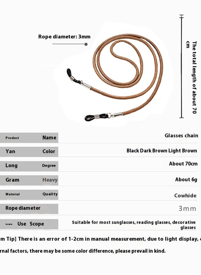 Fashion new anti-lost cowhide neck glasses rope glasses accessories anti-lost lanyard-brown - Image 4
