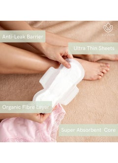 LiZZOM LiZZOM Organic THICK Night Pads (Pack of 2) - REGULAR Size with wings - 20 count. Dry feel | Plastic free | Antibacterial | Odor & Rash free.  - Image 3