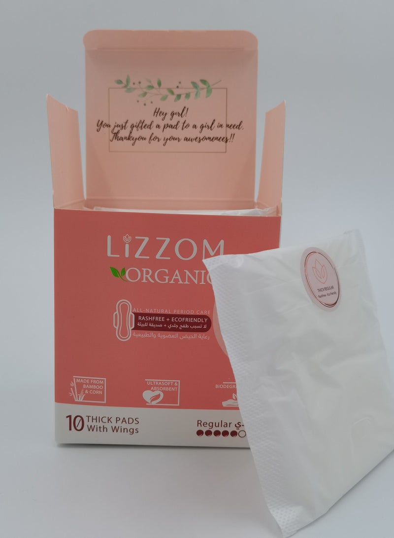 LiZZOM فوط ليلية سميكة عضوية من ليزوم (عبوة من قطعتين) - مقاس عادي بأجنحة - 20 قطعة. ملمس جاف | خالية من البلاستيك | مضادة للبكتيريا | خالية من الروائح والطفح الجلدي. - Image 4