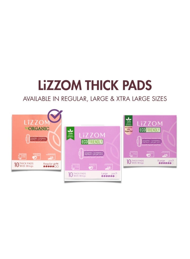 LiZZOM Organic THICK Regular Sanitary Pads with Wings, Pack of 2 (20 Pads), Bamboo Top Sheet, Biodegradable Back Sheet - Image 2