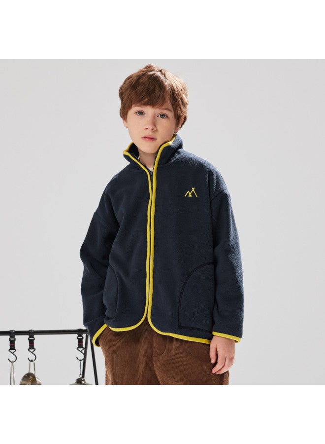 MQD School Uniform Magic Tool Children's Polar Fleece Jacket For Boys And Girls, Thickened Outerwear For Autumn And Winter, Medium To Large Children's Granular Fleece Coat - Image 3