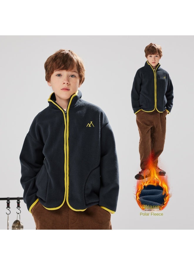 MQD School Uniform Magic Tool Children's Polar Fleece Jacket For Boys And Girls, Thickened Outerwear For Autumn And Winter, Medium To Large Children's Granular Fleece Coat - Image 2