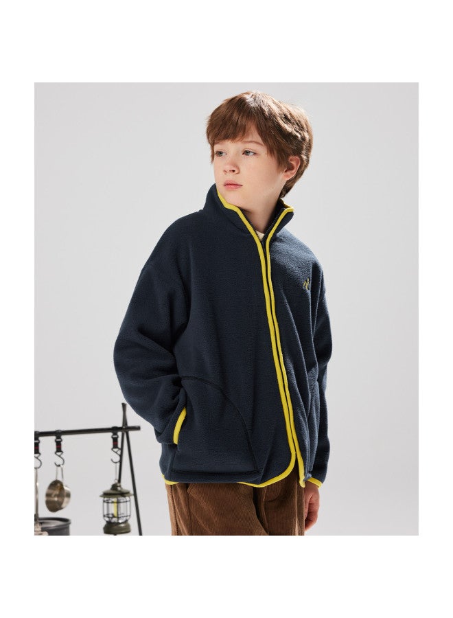 MQD School Uniform Magic Tool Children's Polar Fleece Jacket For Boys And Girls, Thickened Outerwear For Autumn And Winter, Medium To Large Children's Granular Fleece Coat - Image 5