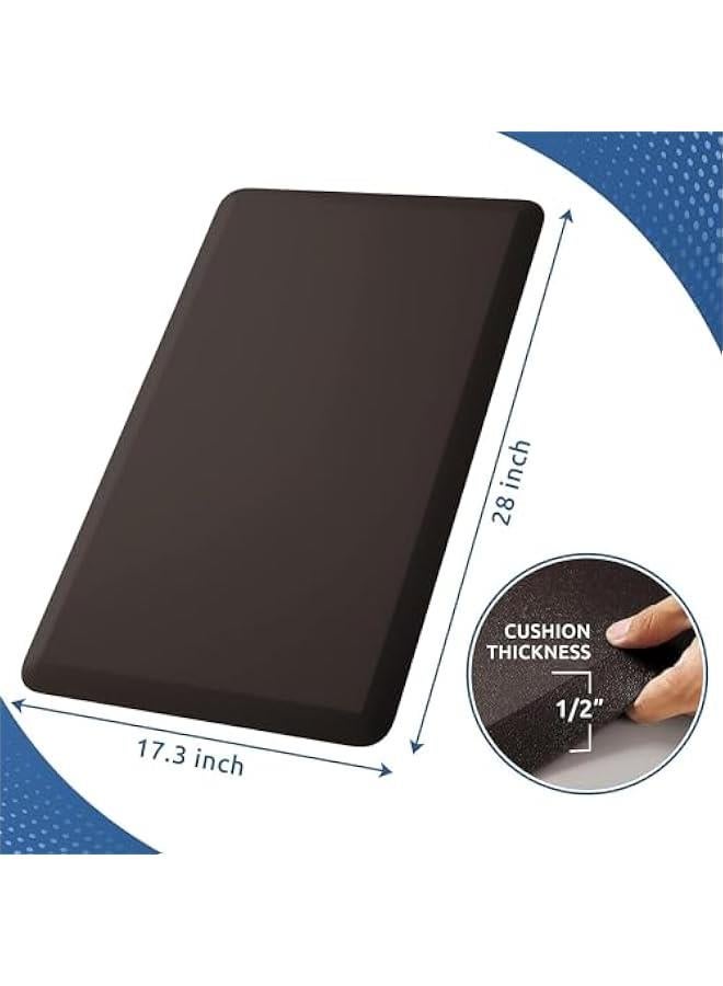 هوكور سجاد مطبخ سميك، سجاد مطبخ مبطن مضاد للاجهاد للارضية، سجادة مطبخ مضادة للانزلاق وقابلة للغسل، سجادة مكتب قائمة مقاومة للماء، سجاد ارضية مريح للمنزل والمطبخ والمكتب (بني، 17.3 انش × 28 انش) - Image 2