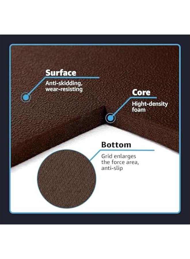 هوكور سجاد مطبخ سميك، سجاد مطبخ مبطن مضاد للاجهاد للارضية، سجادة مطبخ مضادة للانزلاق وقابلة للغسل، سجادة مكتب قائمة مقاومة للماء، سجاد ارضية مريح للمنزل والمطبخ والمكتب (بني، 17.3 انش × 28 انش) - Image 3