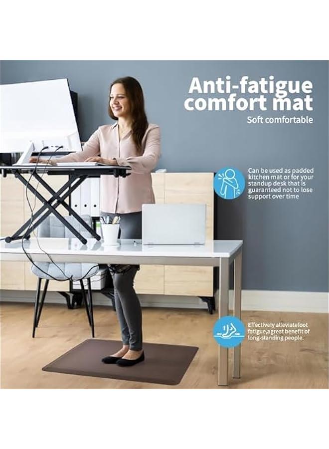 هوكور سجاد مطبخ سميك، سجاد مطبخ مبطن مضاد للاجهاد للارضية، سجادة مطبخ مضادة للانزلاق وقابلة للغسل، سجادة مكتب قائمة مقاومة للماء، سجاد ارضية مريح للمنزل والمطبخ والمكتب (بني، 17.3 انش × 28 انش) - Image 5