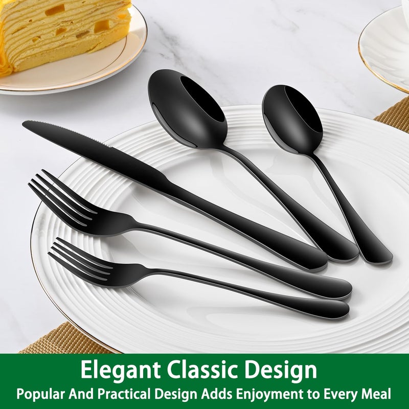 Dehov Black Dinner Forks Set, 8-Piece 8 Inches Food-Grade Stainless Steel Silverware Forks,Dishwasher Safe Cutlery Fork, Metal Black Table Fork For Home,Party or Events - Image 5