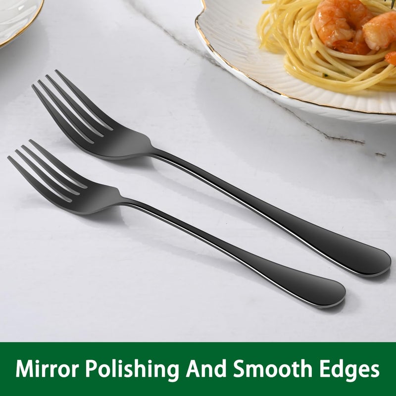 Dehov Black Dinner Forks Set, 8-Piece 8 Inches Food-Grade Stainless Steel Silverware Forks,Dishwasher Safe Cutlery Fork, Metal Black Table Fork For Home,Party or Events - Image 3