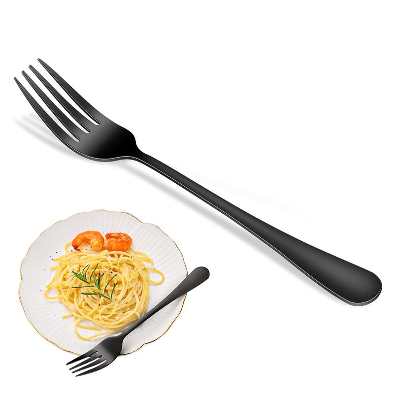 Dehov Black Dinner Forks Set, 8-Piece 8 Inches Food-Grade Stainless Steel Silverware Forks,Dishwasher Safe Cutlery Fork, Metal Black Table Fork For Home,Party or Events - Image 1