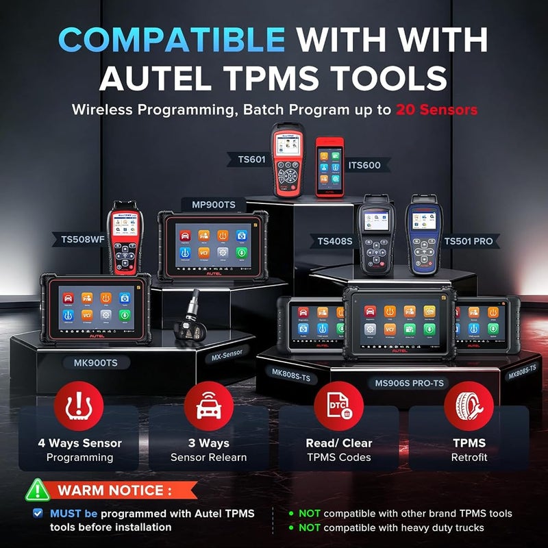 أوتل مستشعر Autel TPMS MX-Sensor، بترددين 315MHz و433MHz، مخصص لاستبدال مستشعرات ضغط الإطارات في جميع أنواع السيارات، مطابق تمامًا للمستشعر الأصلي، قابل للتقليد بنسبة 100%، يحتوي على صمام معدني ويتم تركيبه بالضغط، عدد القطعة واحدة. - Image 5