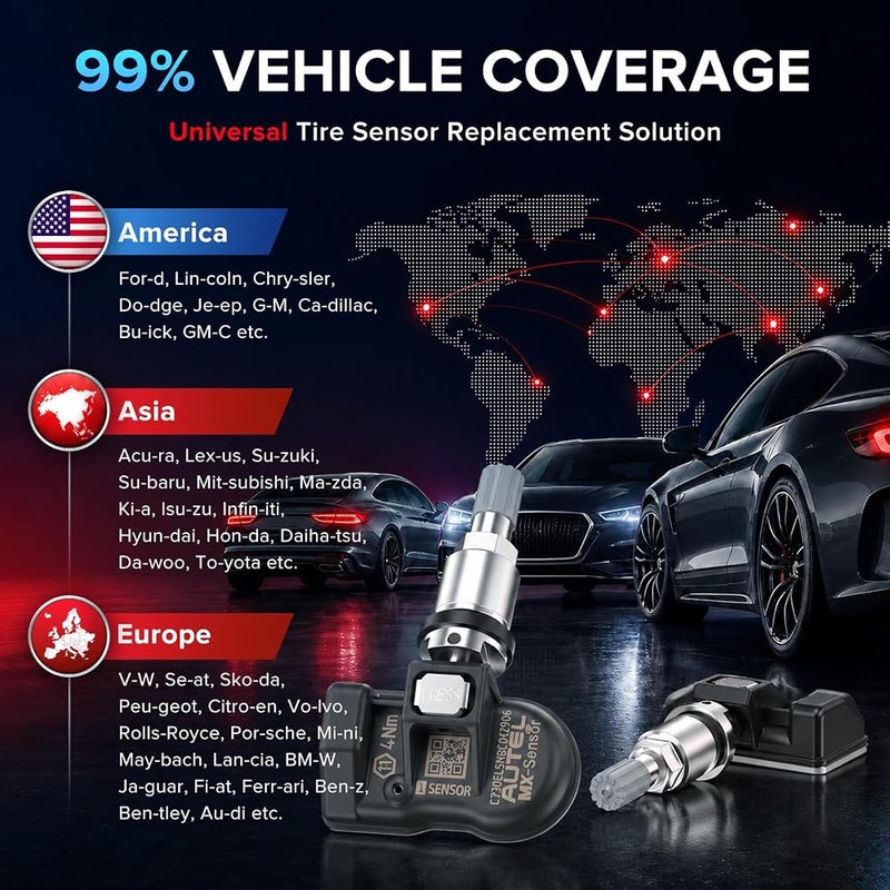 أوتل مستشعر Autel TPMS MX-Sensor، بترددين 315MHz و433MHz، مخصص لاستبدال مستشعرات ضغط الإطارات في جميع أنواع السيارات، مطابق تمامًا للمستشعر الأصلي، قابل للتقليد بنسبة 100%، يحتوي على صمام معدني ويتم تركيبه بالضغط، عدد القطعة واحدة. - Image 4