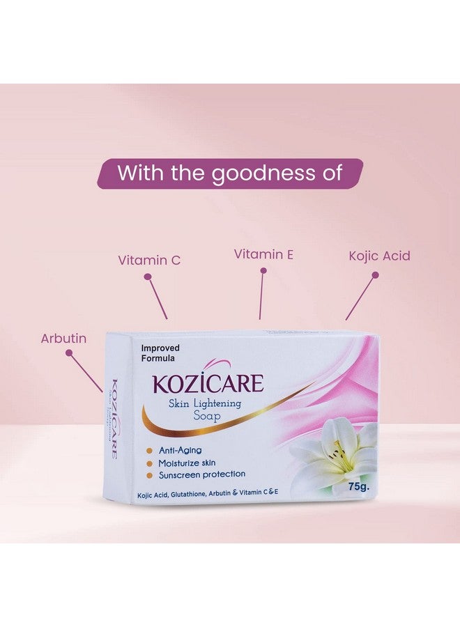 هيلث فيت صابون حمض الكوجيك وصابون الجلوتاثيون من كوزيكير | صابون الاستحمام | صابون الاستحمام للرجال والنساء | صابون إزالة السمرة من الجسم | إزالة البقع الداكنة وفرط التصبغ | لبشرة متوهجة | صابون الاستحمام - عبوة من 6 قطع - Image 3