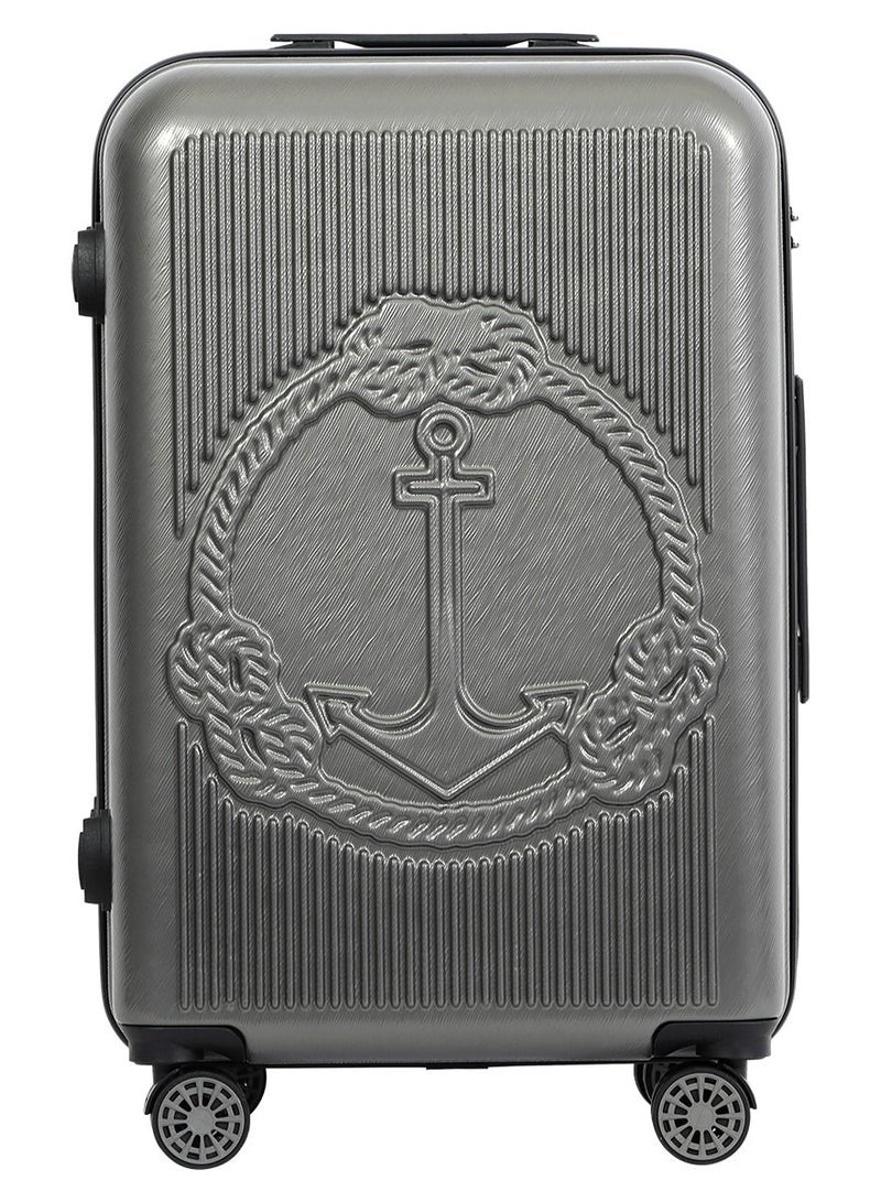 بيج ديزاين حقيبة سفر بتصميم المحيط Biggdesign، رمادية، متوسطة، حقيبة صلبة بعجلات دوّارة، حقائب سفر بنظام قفل، خفيفة الوزن، 24 إنش. - Image 1