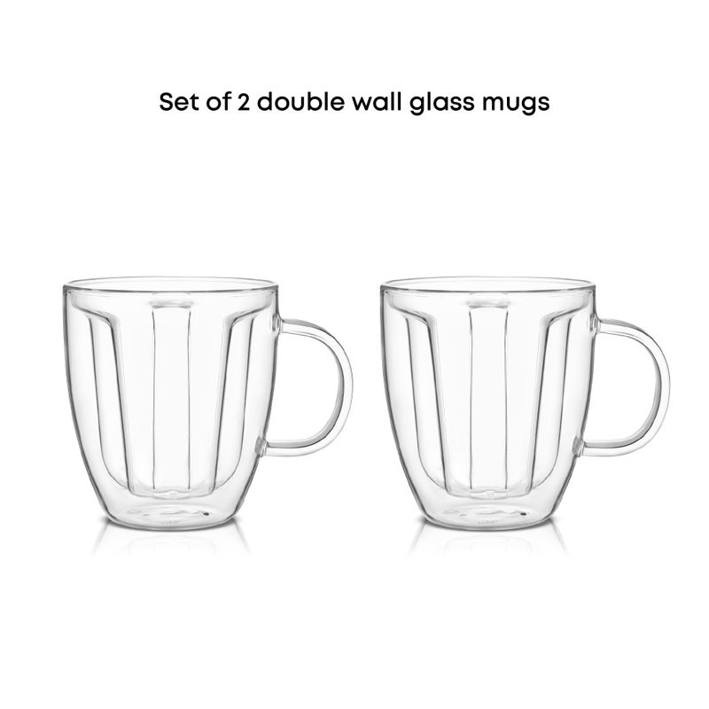 JoyJolt Disney Minnie Mouse 3D Double Wall Glass Mugs with Handles, 13oz Glass Coffee Cups Set of 2, Insulated Clear Glasses for Tea or Latte, Disney Glasses - Image 2