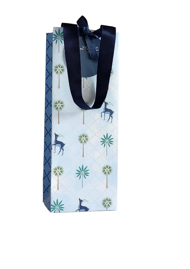 Lotus Trunk Luxe Deer Motif Wine Bags for Gifting Birthday New Year Anniversary and Holiday Presents Color Blue Pack of 5  - Image 2
