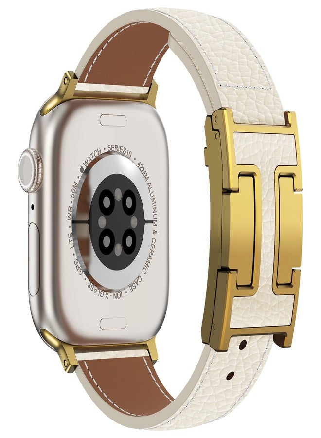 CHANCHY Leather Magnetic Watch Band Compatible with Apple Watch Bands 40mm 38mm 41mm 42mm 44mm 45mm 46mm, Top Grain Leather Dressy Band for Women Men iWatch Ultra SE Series 10/9/8/7/6/5/4/3/2/1 - Image 1