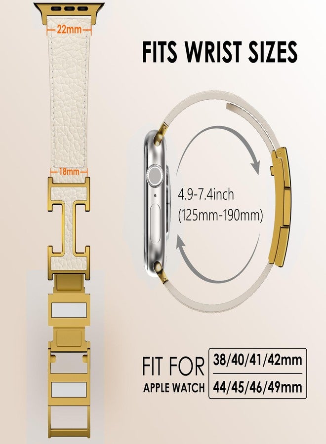 CHANCHY Leather Magnetic Watch Band Compatible with Apple Watch Bands 40mm 38mm 41mm 42mm 44mm 45mm 46mm, Top Grain Leather Dressy Band for Women Men iWatch Ultra SE Series 10/9/8/7/6/5/4/3/2/1 - Image 5
