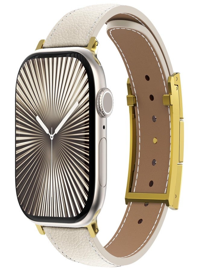 CHANCHY Leather Magnetic Watch Band Compatible with Apple Watch Bands 40mm 38mm 41mm 42mm 44mm 45mm 46mm, Top Grain Leather Dressy Band for Women Men iWatch Ultra SE Series 10/9/8/7/6/5/4/3/2/1 - Image 2