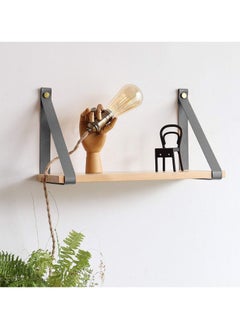 Home Gallery PU Gray Leather Strap Wall Floating Shelf  - Image 2