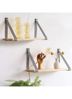 Home Gallery PU Gray Leather Strap Wall Floating Shelf  - Image 1
