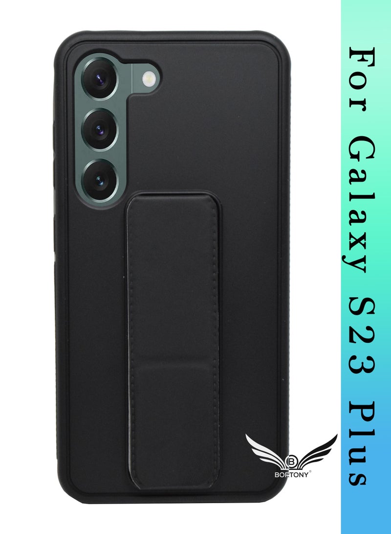BORTONY Galaxy S23 Plus with Magnetic Stand & Holder Premium Silicone Hand Strap Grip Car Mount Kickstand Finger Grip Case Cover For Samsung Galaxy S23 Plus - Image 1