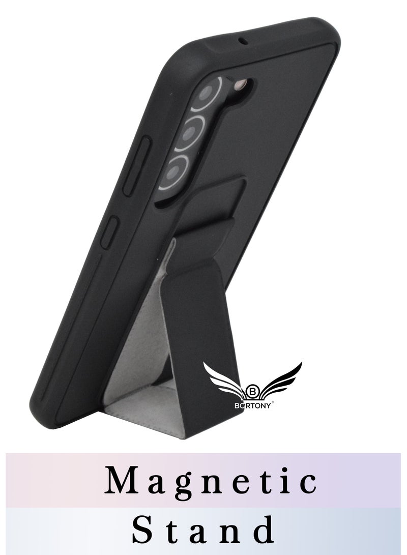 BORTONY Galaxy S23 Plus with Magnetic Stand & Holder Premium Silicone Hand Strap Grip Car Mount Kickstand Finger Grip Case Cover For Samsung Galaxy S23 Plus - Image 3