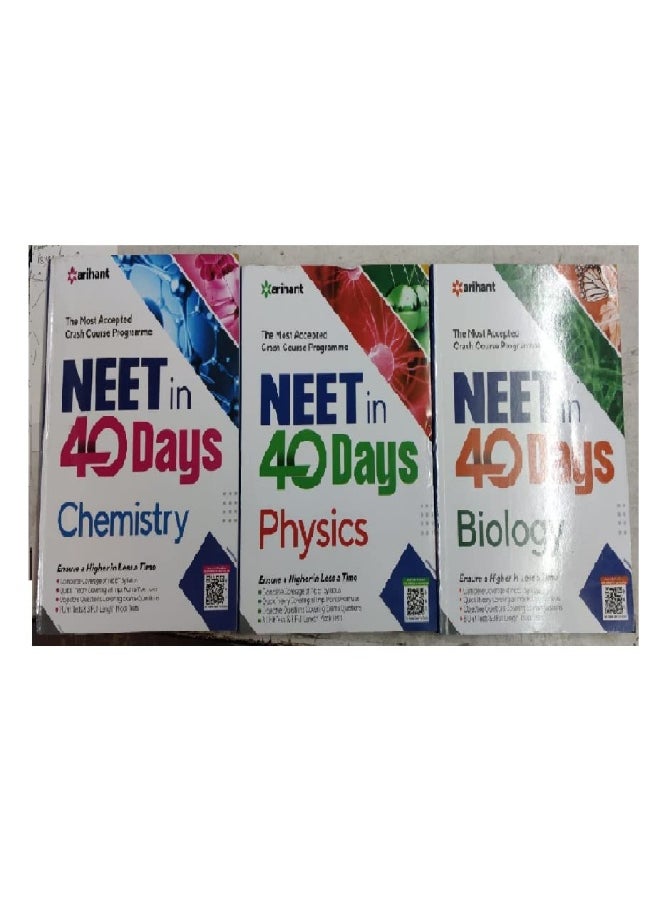 Combo for 40 Days Crash Course for NEET Physics ,Chemistry and Biology 2022 (Set of 3 Books) 