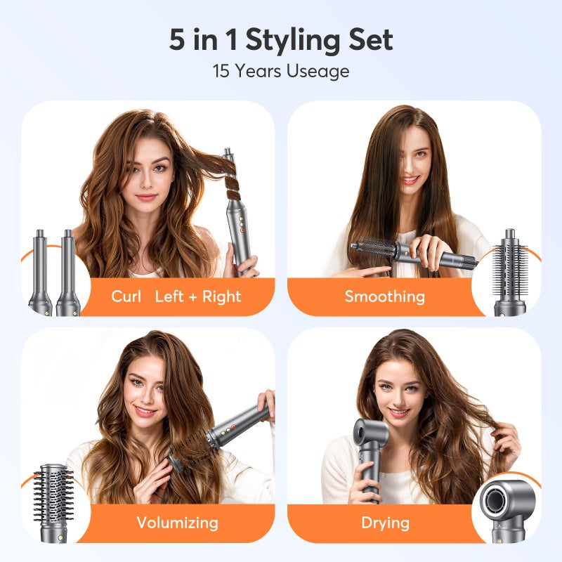 Bopcal 5 in 1 Hot Air Styler Wrap for Women - High-Speed Frizz-Free Hair Dryer Brush, Ion Fast Drying Auto Wrap Cruler, No Heat Damage Air Styler Wrap - Curl, Volumize, Straighten, Gift Idea - Image 2