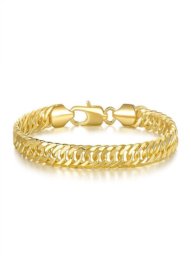 CISSIEPERAL 14K Gold Bracelets for Women for Men Cuban Link Chain for Men & for Women's Gold Chain Bracelet for Womens Jewelry Gift for Women 6.5, 7, 7.5, 8, 8.5 in - Image 1