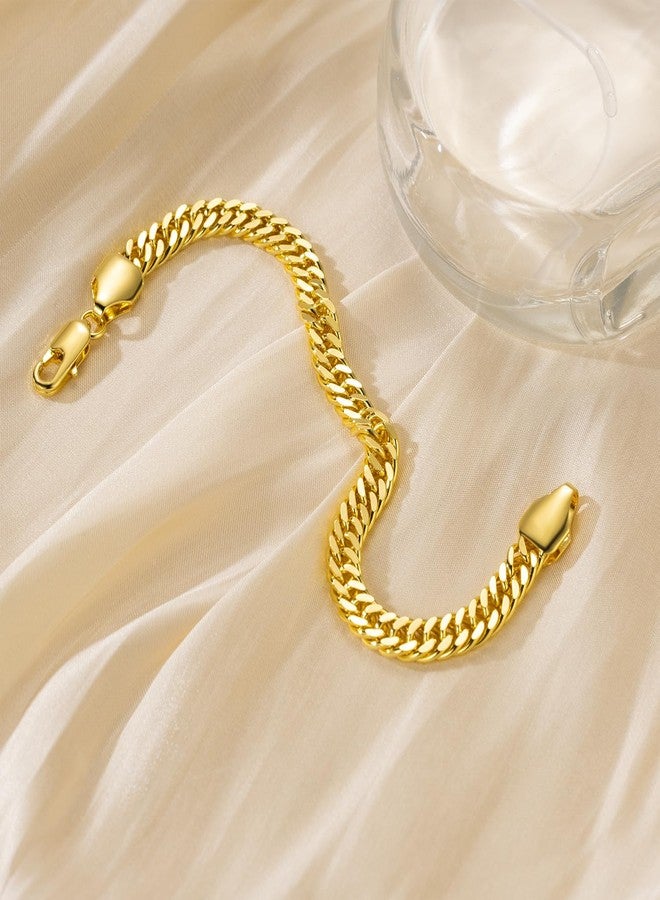 CISSIEPERAL 14K Gold Bracelets for Women for Men Cuban Link Chain for Men & for Women's Gold Chain Bracelet for Womens Jewelry Gift for Women 6.5, 7, 7.5, 8, 8.5 in - Image 4
