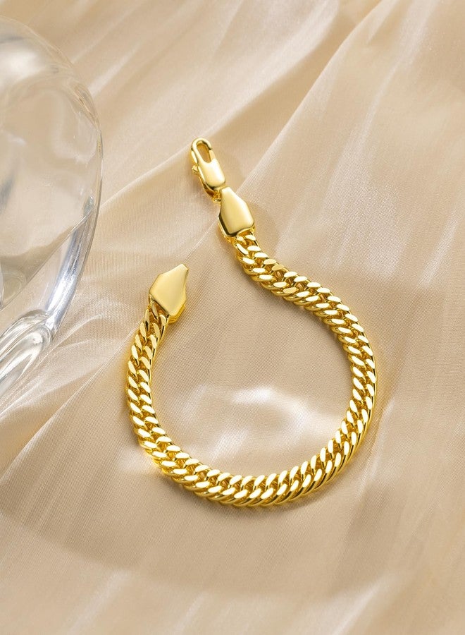 CISSIEPERAL 14K Gold Bracelets for Women for Men Cuban Link Chain for Men & for Women's Gold Chain Bracelet for Womens Jewelry Gift for Women 6.5, 7, 7.5, 8, 8.5 in - Image 5