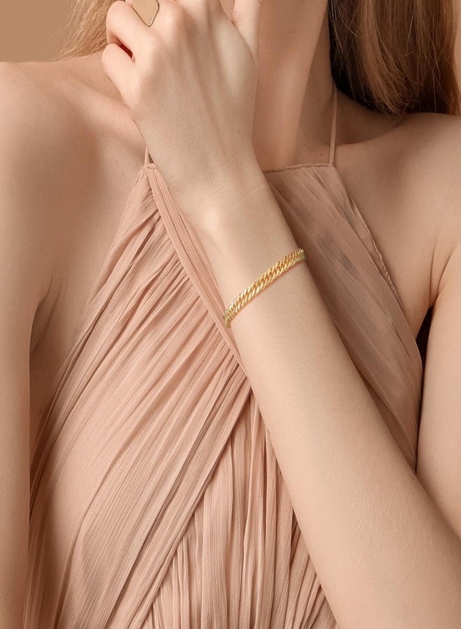 CISSIEPERAL 14K Gold Bracelets for Women for Men Cuban Link Chain for Men & for Women's Gold Chain Bracelet for Womens Jewelry Gift for Women 6.5, 7, 7.5, 8, 8.5 in - Image 2